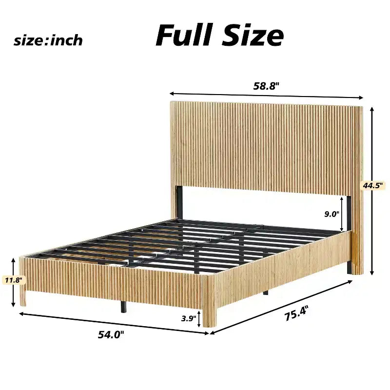 GDFStudio Opaline Farmhouse Wooden Bed with Headboard