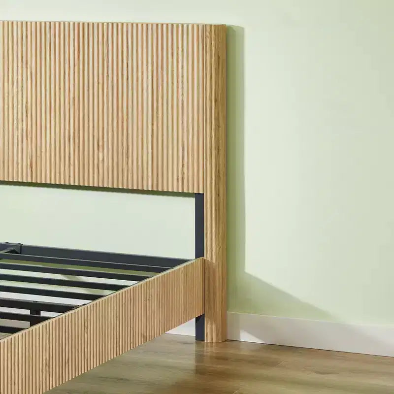 GDFStudio Opaline Farmhouse Wooden Bed with Headboard
