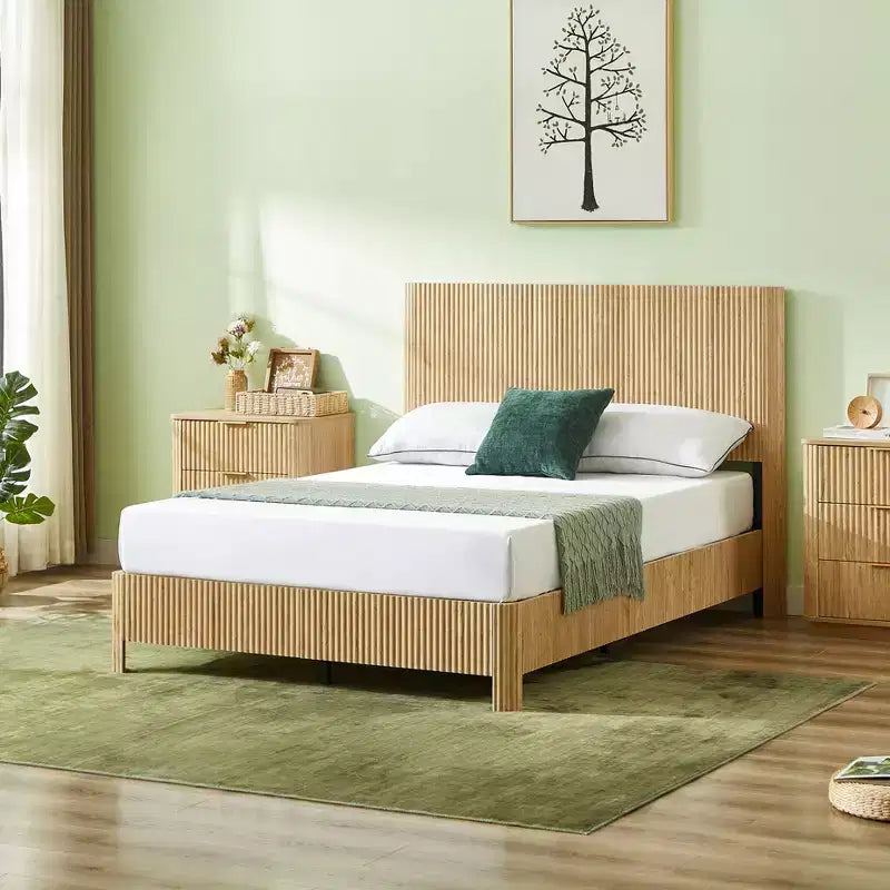 GDFStudio Opaline Farmhouse Wooden Bed with Headboard