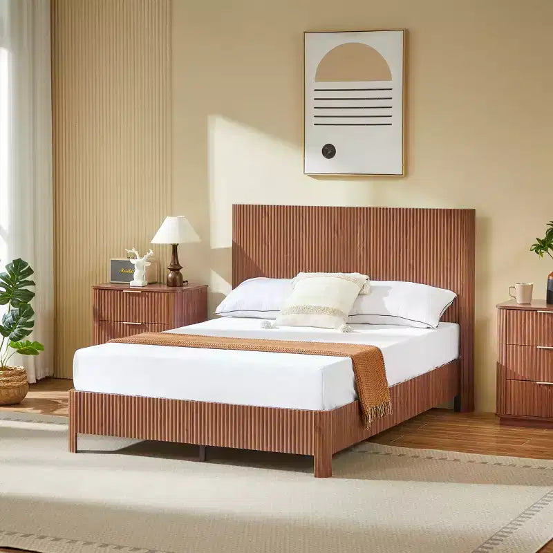GDFStudio Opaline Farmhouse Wooden Bed with Headboard