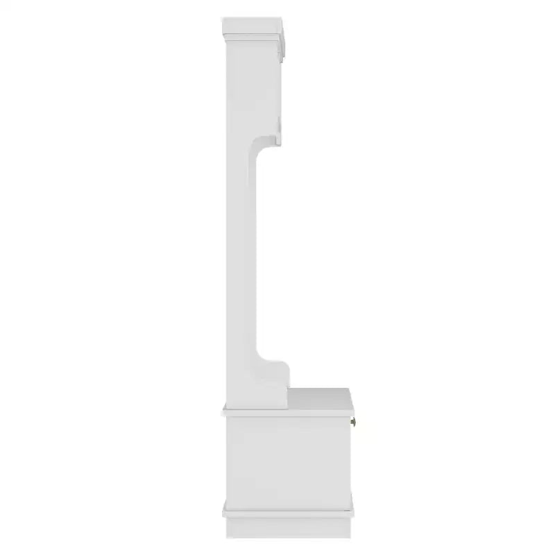 GDFStudio Laurin Modern Wooden Hall Tree with 6 Hooks, 2 Doors and 2 Open Shelves