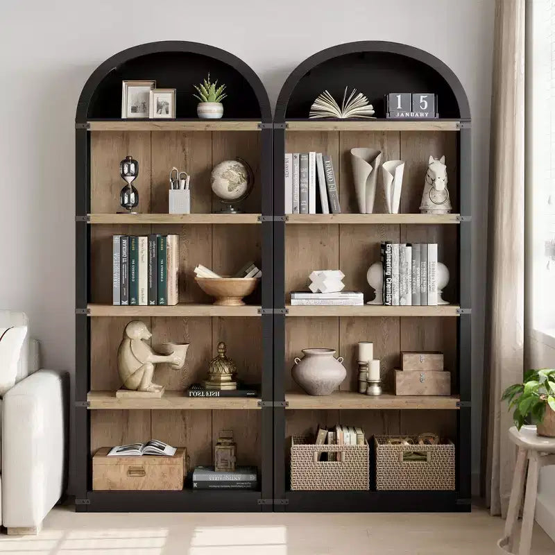5-Tier White Arched Bookshelf, 72 Tall Arched Bookcase, Floor Standing Open Display Shelving Unit for Living Room, Bedroom, Home Office