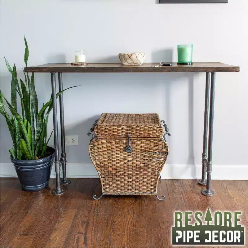 RESTORE Boulder Black Solid Live Edge Wood Console Table by Pipe Decor