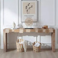 Okak 71IN Modern Console Table, Entryway Table with Sculpted Block Design, Narrow Console Table for Living Room, Hallway, Foyer, Brown