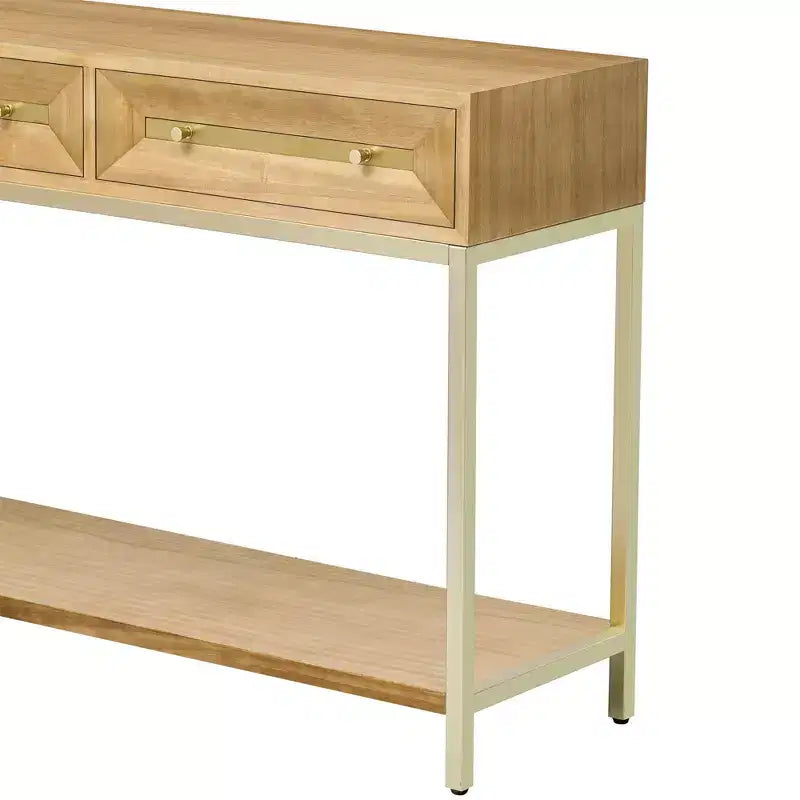 Okak 45.5IN Modern Entryway Table with 2 Drawers, Console Table with Striking Geometric Design, Hallway Table for Living Room, Foyer