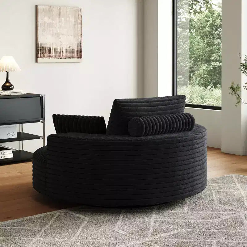 55 inch Beige Corduroy Foam Single Swivel Chair for Living Room and Bedroom