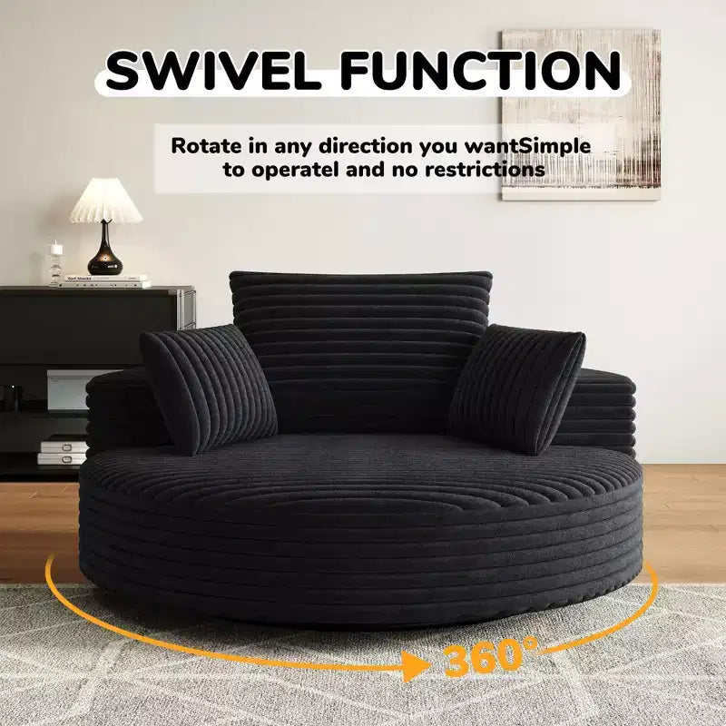 55 inch Beige Corduroy Foam Single Swivel Chair for Living Room and Bedroom