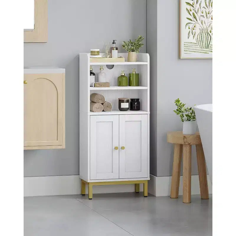 Dcolora Bathroom Storage Cabinet, Small Floor Cabinet with 2 Door and Shelves, Toilet Paper Cabinets
