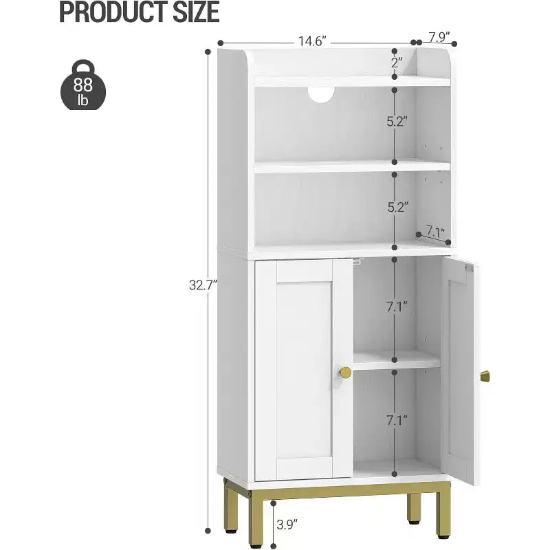 Dcolora Bathroom Storage Cabinet, Small Floor Cabinet with 2 Door and Shelves, Toilet Paper Cabinets