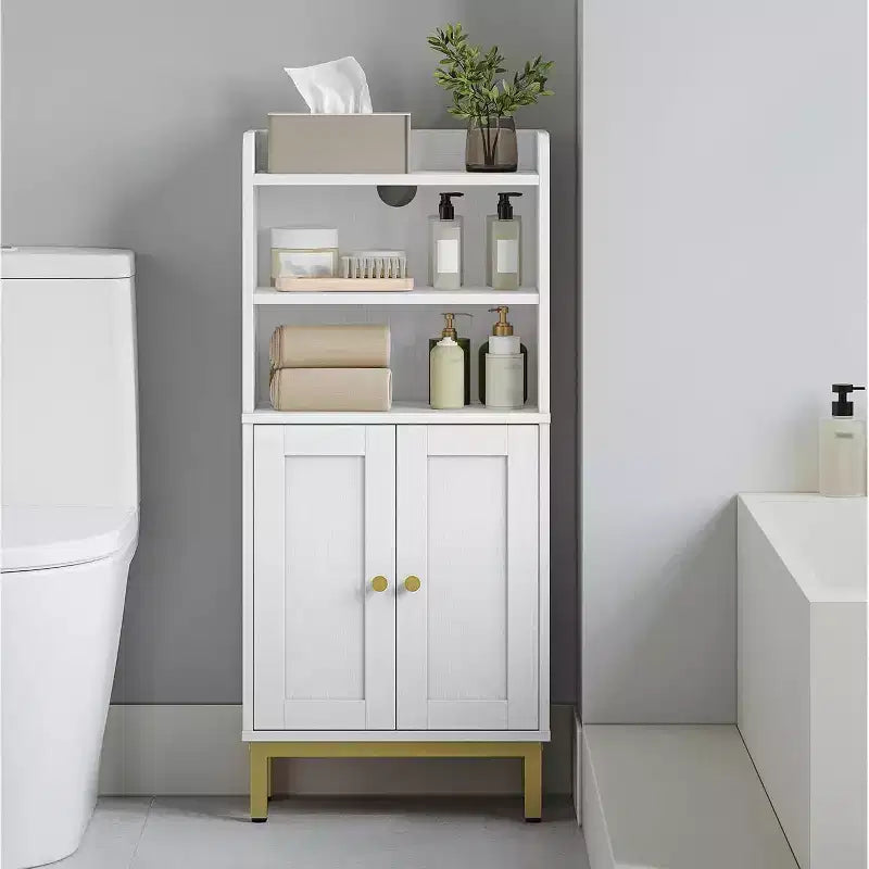 Dcolora Bathroom Storage Cabinet, Small Floor Cabinet with 2 Door and Shelves, Toilet Paper Cabinets