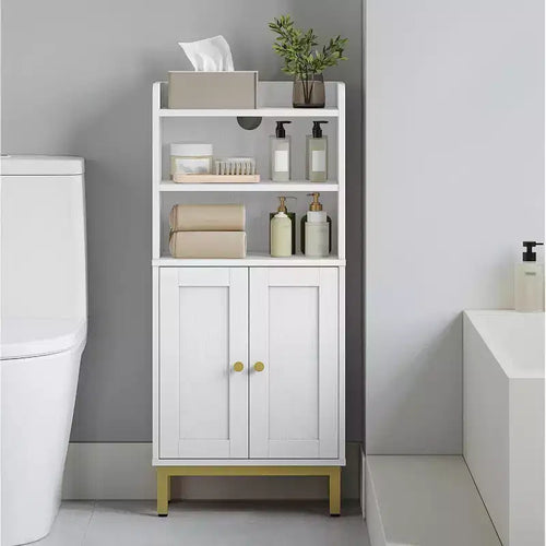 Dcolora Bathroom Storage Cabinet, Small Floor Cabinet with 2 Door and Shelves, Toilet Paper Cabinets