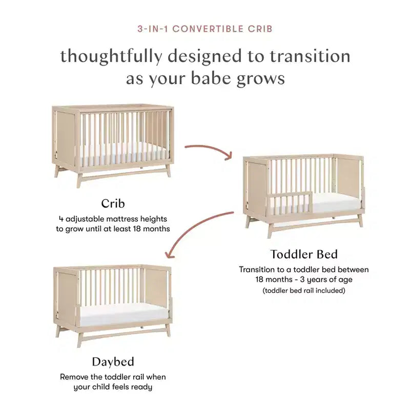 Babyletto Peggy Mid-Century 3-in-1 Convertible Crib with Toddler Bed Conversion Kit