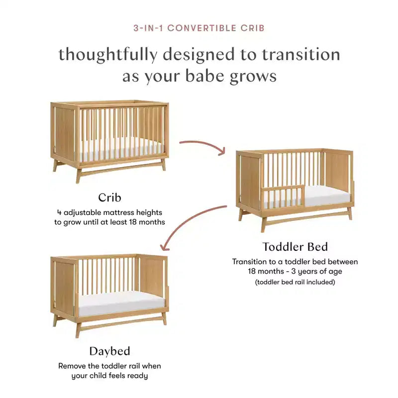 Babyletto Peggy Mid-Century 3-in-1 Convertible Crib with Toddler Bed Conversion Kit