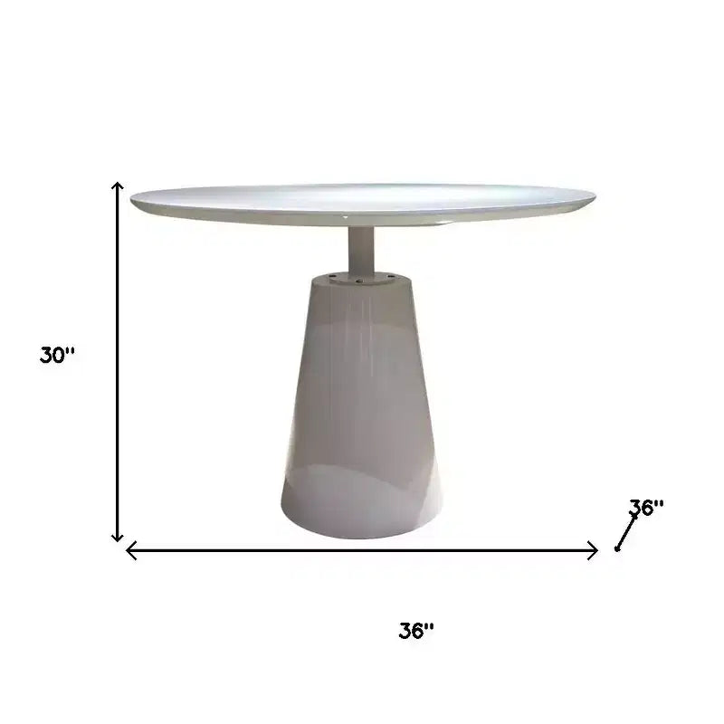 HomeRoots 36 White Wood and Metal Pedestal Base Round Top Dining Table