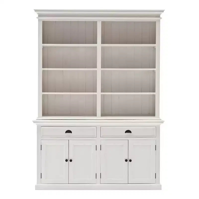 HomeRoots 87 White Solid Wood Side Board with Hutch