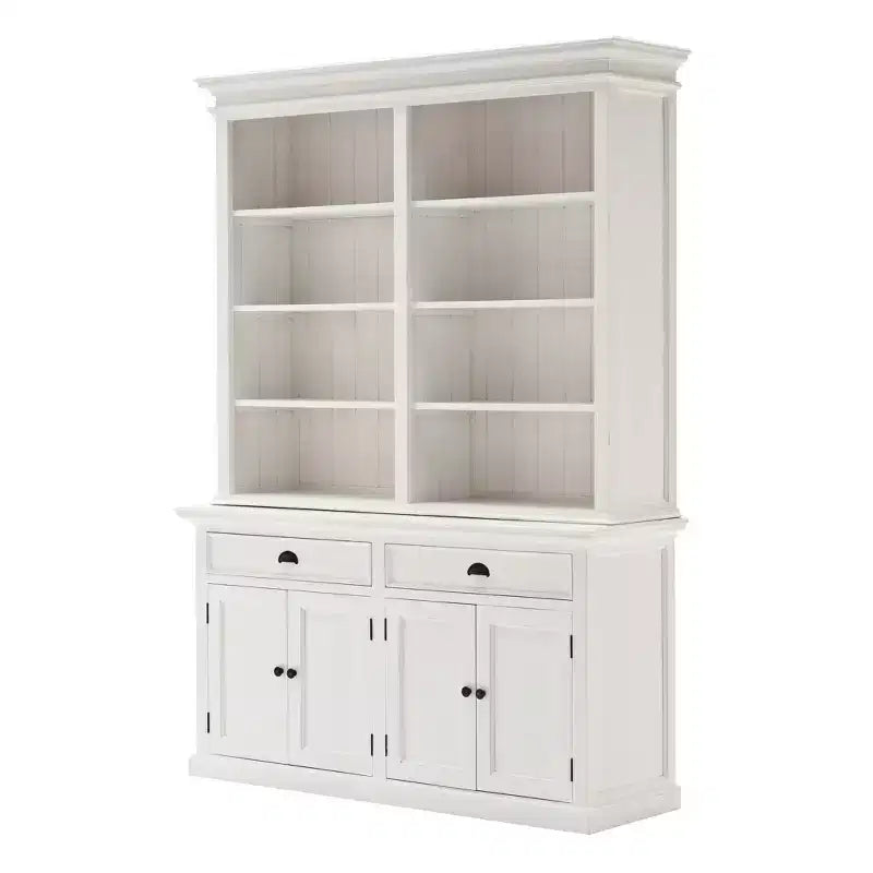 HomeRoots 87 White Solid Wood Side Board with Hutch