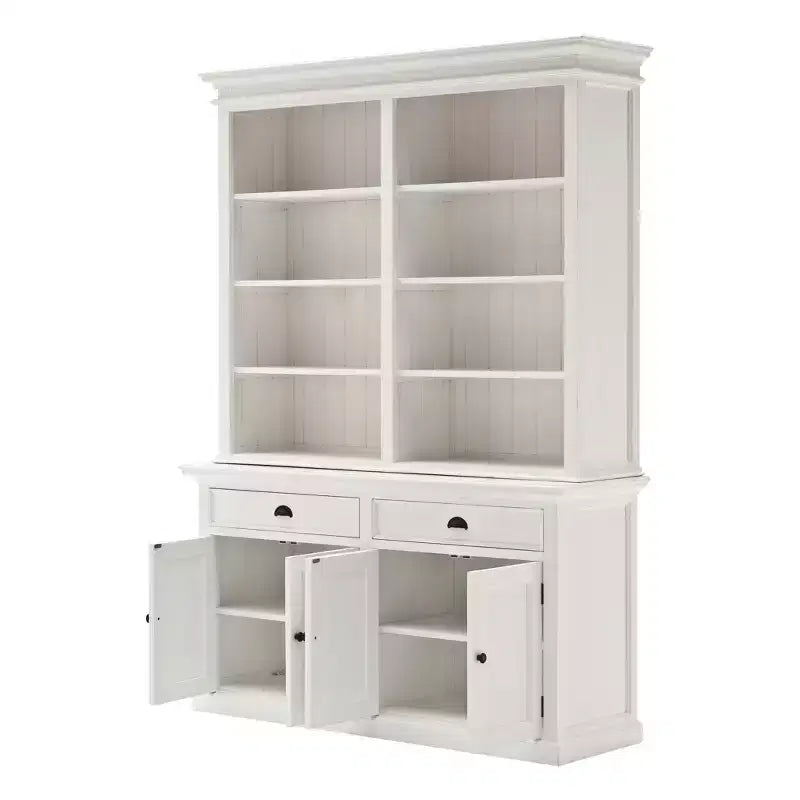 HomeRoots 87 White Solid Wood Side Board with Hutch