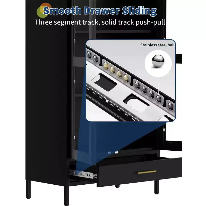 Arched Metal Storage Cabinet with Glass Doors, 73 Tall Display Bookcase with Adjustable Shelves