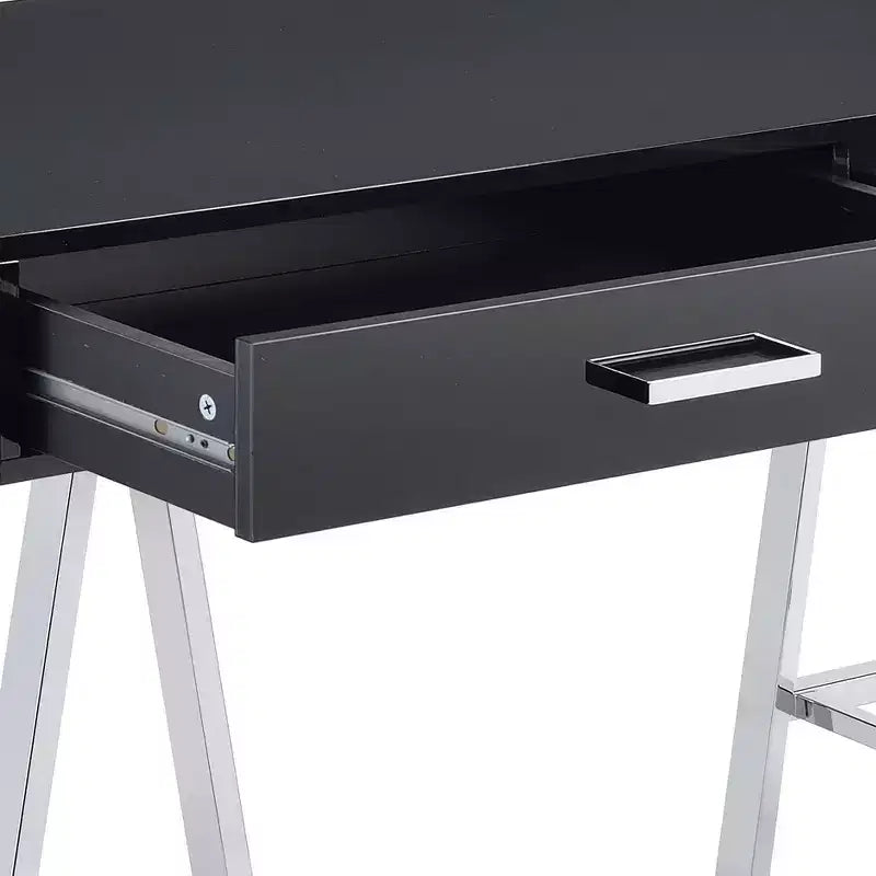 Okak 54IN Elegent Standing Desk with USB Port, Writing Desk with Chrome Legs and 2 Drawers, Office Desk for Workplace, Living Room