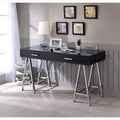 Okak 54IN Elegent Standing Desk with USB Port, Writing Desk with Chrome Legs and 2 Drawers, Office Desk for Workplace, Living Room