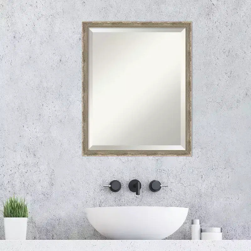 Mila Beveled Wood Framed Bathroom Vanity Wall Mirror
