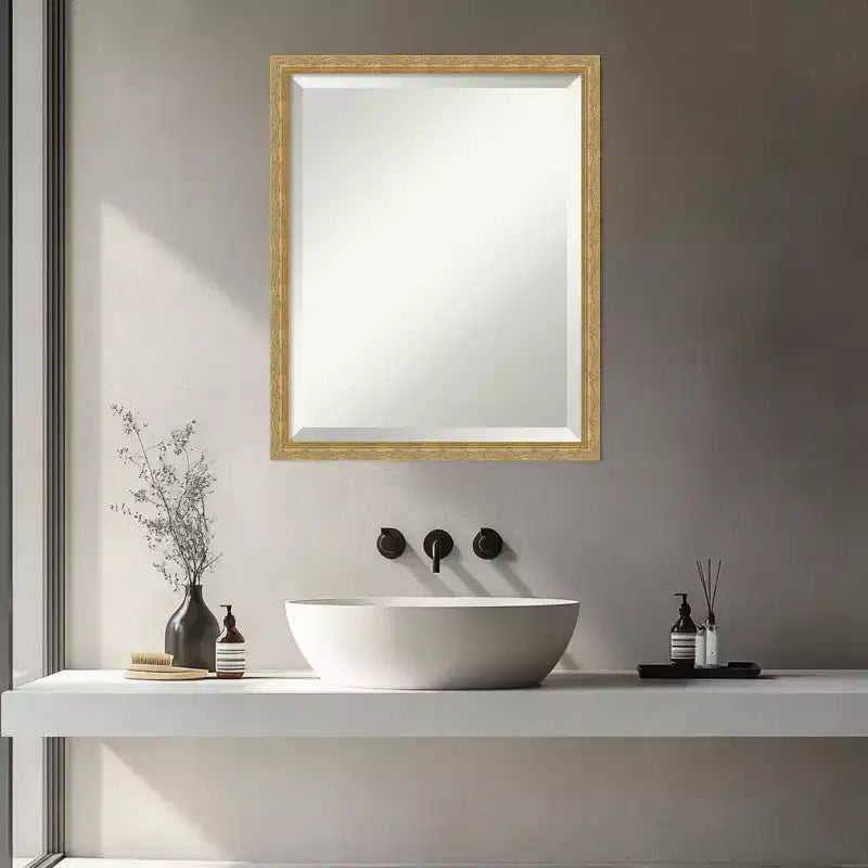 Mila Beveled Wood Framed Bathroom Vanity Wall Mirror