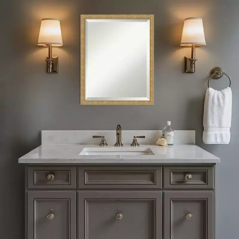 Mila Beveled Wood Framed Bathroom Vanity Wall Mirror