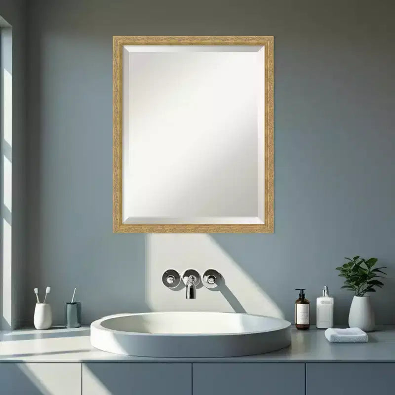 Mila Beveled Wood Framed Bathroom Vanity Wall Mirror