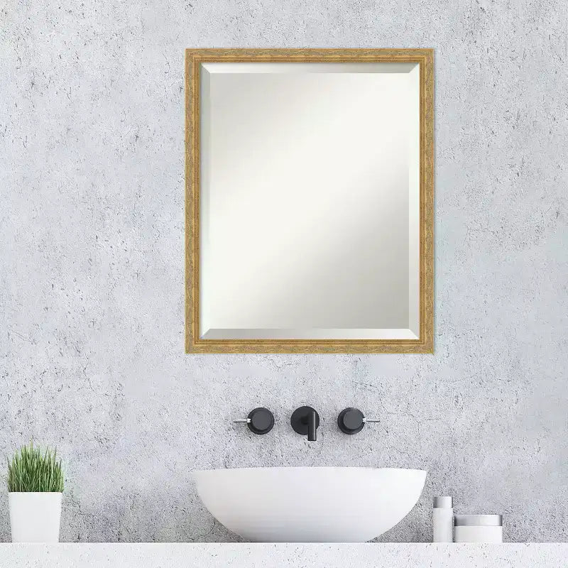 Mila Beveled Wood Framed Bathroom Vanity Wall Mirror