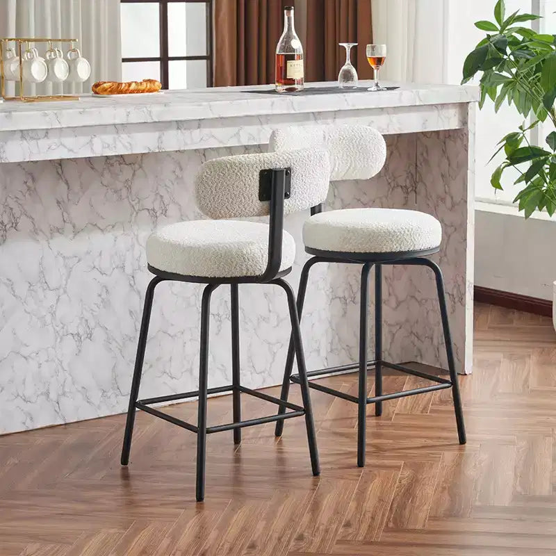 GDFStudio Reese Modern 360 Swivel Boucle Upholstered Bar Stools (Set of 2)