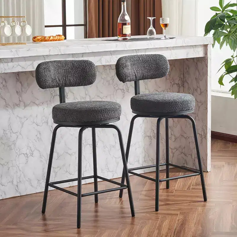 GDFStudio Reese Modern 360 Swivel Boucle Upholstered Bar Stools (Set of 2)