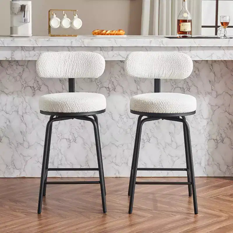GDFStudio Reese Modern 360 Swivel Boucle Upholstered Bar Stools (Set of 2)