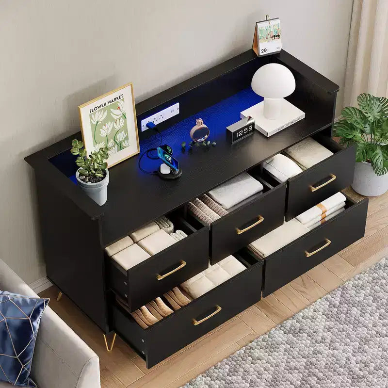 Dresser for Bedroom with 5 Drawers ,Wide Chest of Drawers with Freestanding Storage Organizer,for Closet, Hallway, Entryway, Nursery