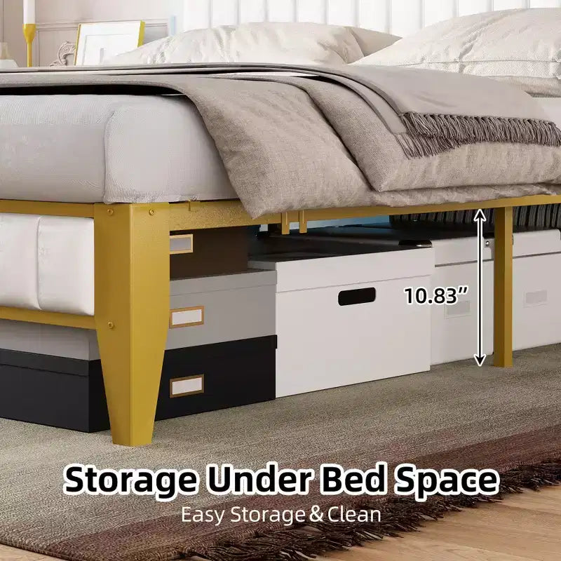 King Size Platform Bed Frame with Storage Headboard Built-In Charging Station, No Box Spring Needed, Easy Assembly, White