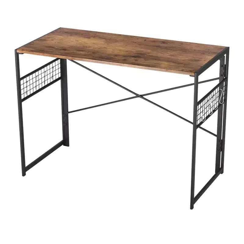 Homy Casa Harper Folding Desk with Wood Top and Metal Frame for Home Office & Small Spaces