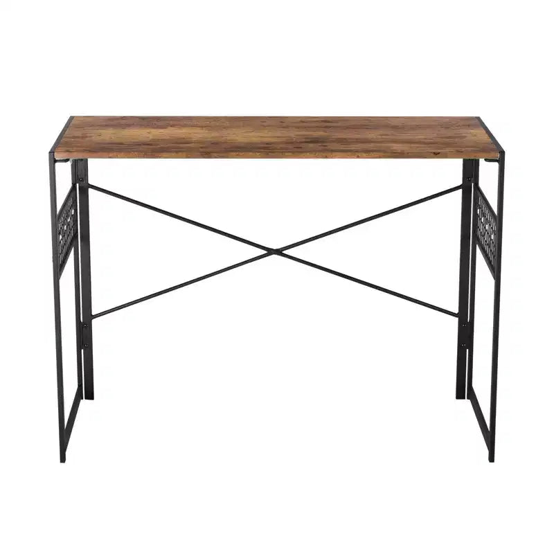 Homy Casa Harper Folding Desk with Wood Top and Metal Frame for Home Office & Small Spaces