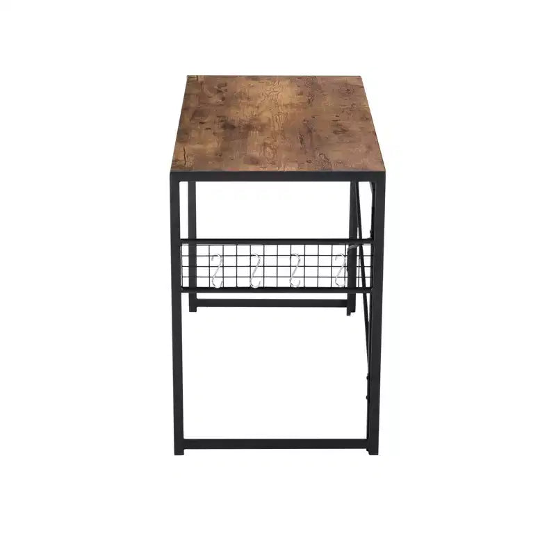 Homy Casa Harper Folding Desk with Wood Top and Metal Frame for Home Office & Small Spaces