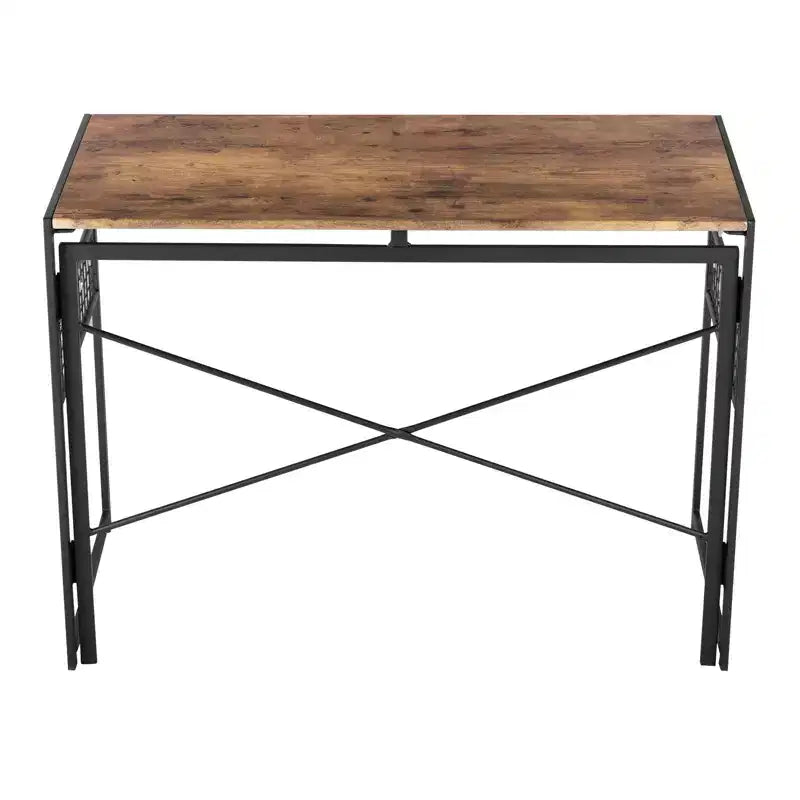 Homy Casa Harper Folding Desk with Wood Top and Metal Frame for Home Office & Small Spaces