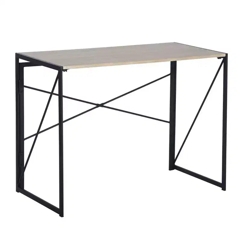 Homy Casa Harper Folding Desk with Wood Top and Metal Frame for Home Office & Small Spaces