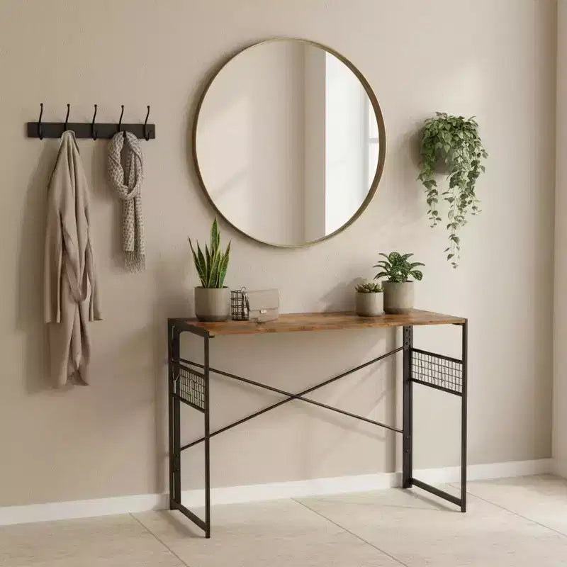 Homy Casa Harper Folding Desk with Wood Top and Metal Frame for Home Office & Small Spaces