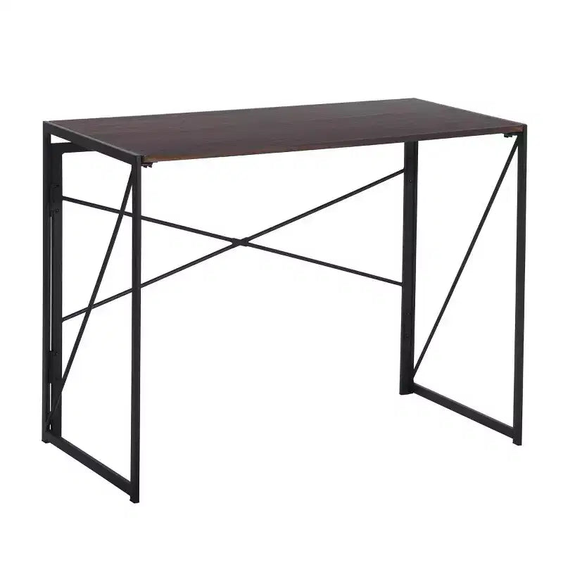 Homy Casa Harper Folding Desk with Wood Top and Metal Frame for Home Office & Small Spaces