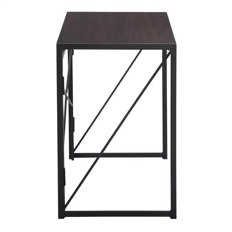 Homy Casa Harper Folding Desk with Wood Top and Metal Frame for Home Office & Small Spaces