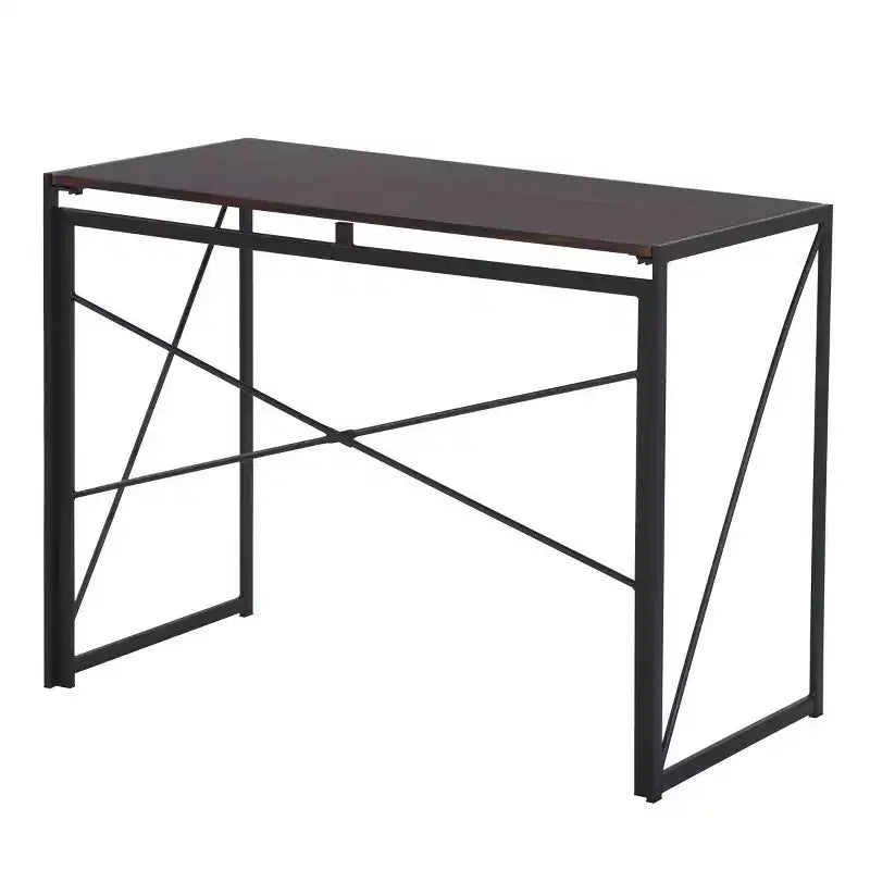 Homy Casa Harper Folding Desk with Wood Top and Metal Frame for Home Office & Small Spaces