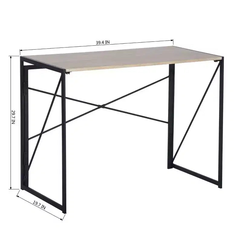 Homy Casa Harper Folding Desk with Wood Top and Metal Frame for Home Office & Small Spaces