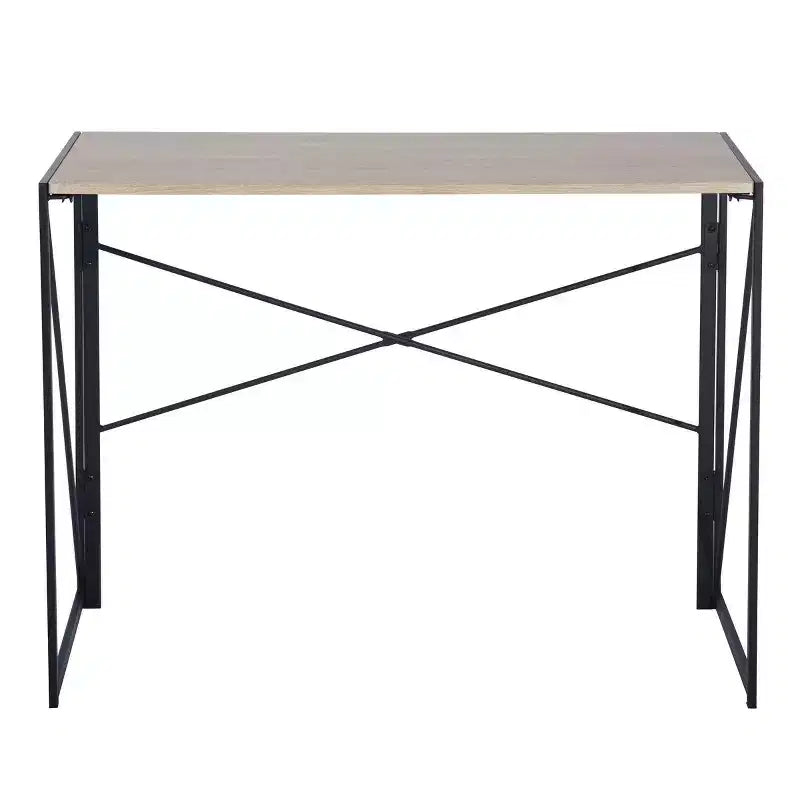 Homy Casa Harper Folding Desk with Wood Top and Metal Frame for Home Office & Small Spaces