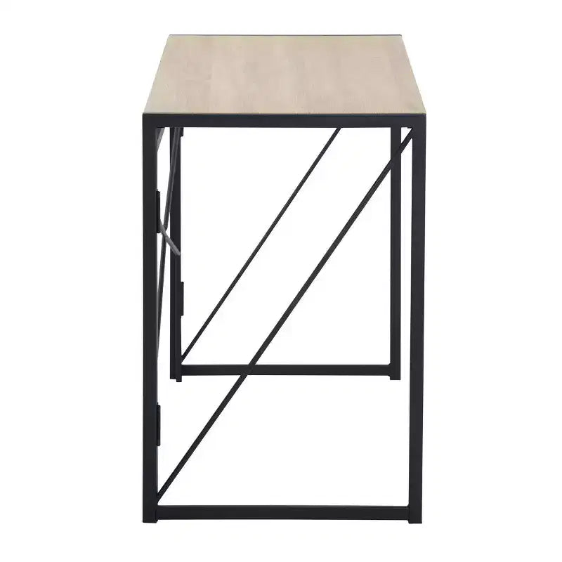 Homy Casa Harper Folding Desk with Wood Top and Metal Frame for Home Office & Small Spaces