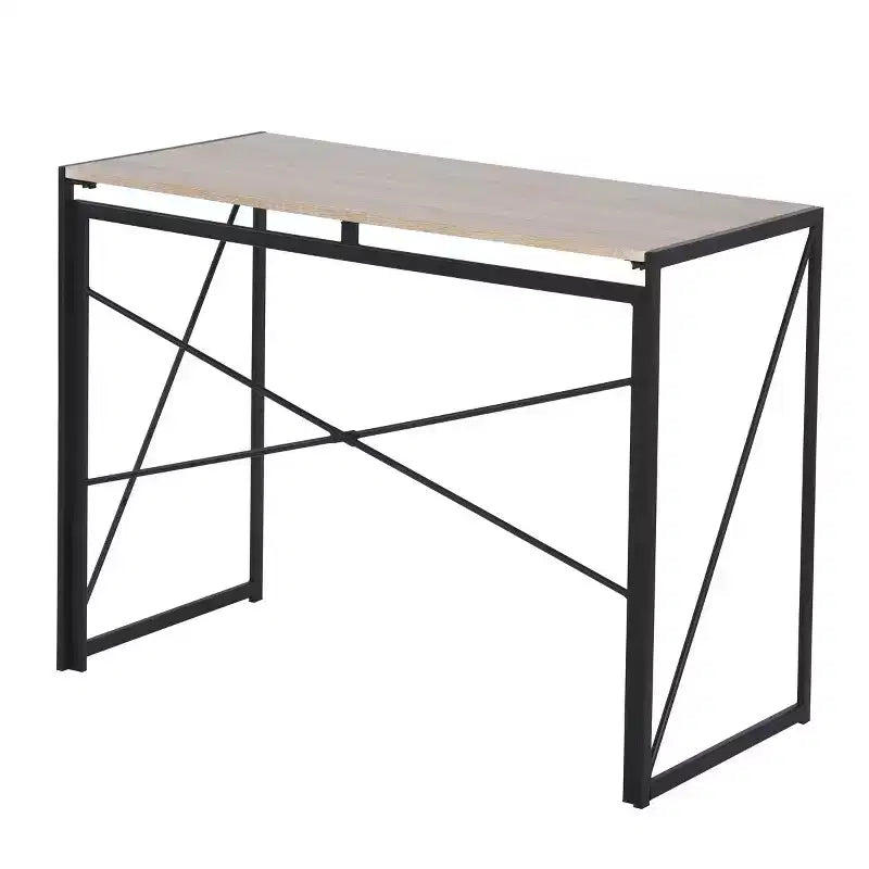 Homy Casa Harper Folding Desk with Wood Top and Metal Frame for Home Office & Small Spaces