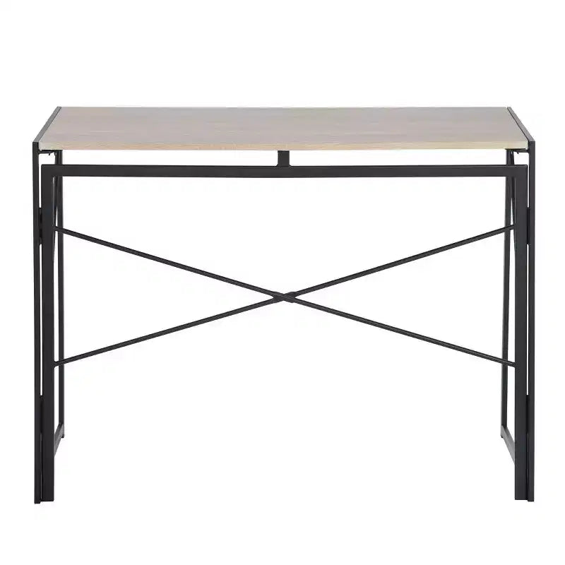 Homy Casa Harper Folding Desk with Wood Top and Metal Frame for Home Office & Small Spaces
