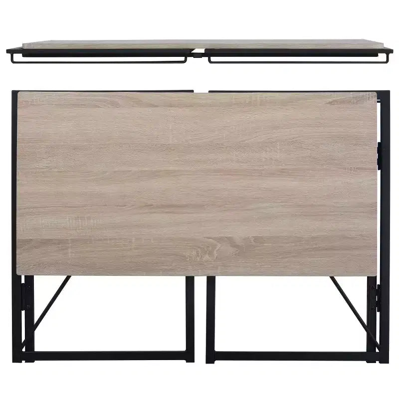 Homy Casa Harper Folding Desk with Wood Top and Metal Frame for Home Office & Small Spaces