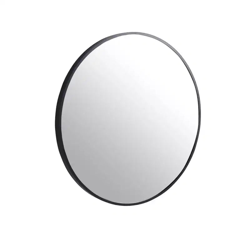 Okak 24IN Modern Bathroom Mirror with Aluminum Alloy Frame, Round Mirror, Vanity Mirror for Living Room, Bathroom, Bedroom, Black